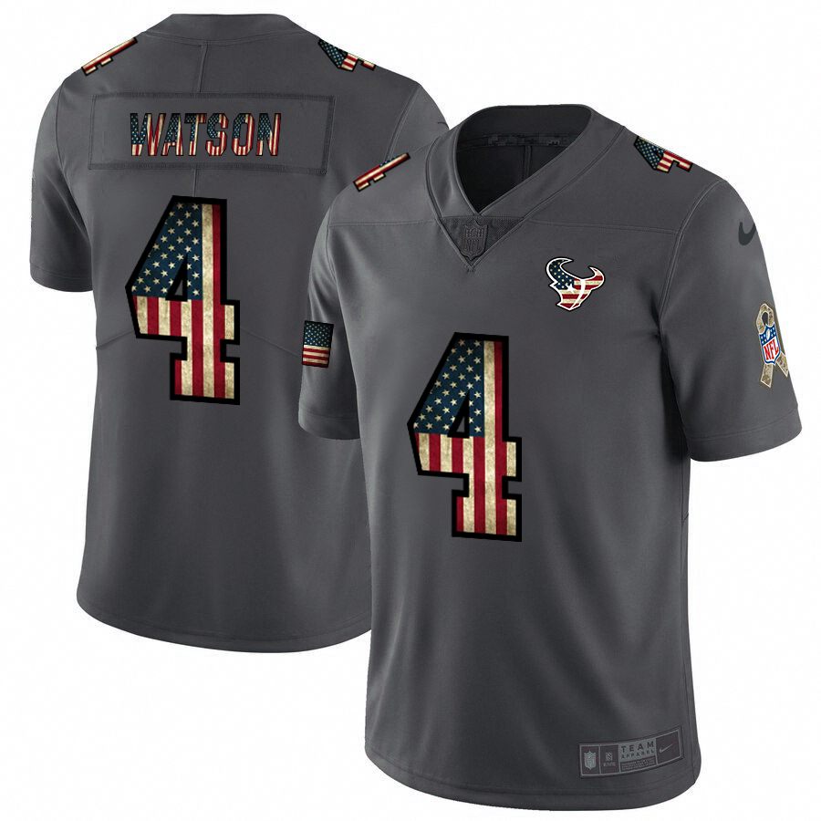 Nike Texans 4 Deshaun Watson 2019 Salute To Service USA Flag Fashion Limited Jersey Nike Texans 4 Deshaun Watson 2019 Salute To Service USA Flag Fashion Limited Jersey