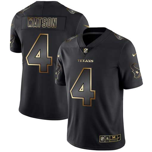 Nike Texans 4 Deshaun Watson Black Gold Vapor Untouchable Limited Jersey