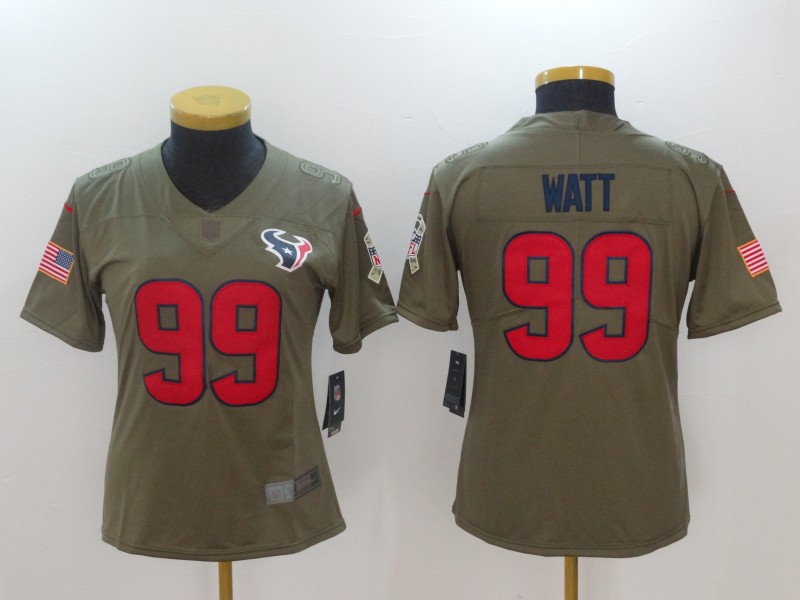 Nike Texans 99 J.J. Watt Olive Women Salute To Service Limited Jersey Nike Texans 99 J.J. Watt Olive Women Salute To Service Limited Jersey