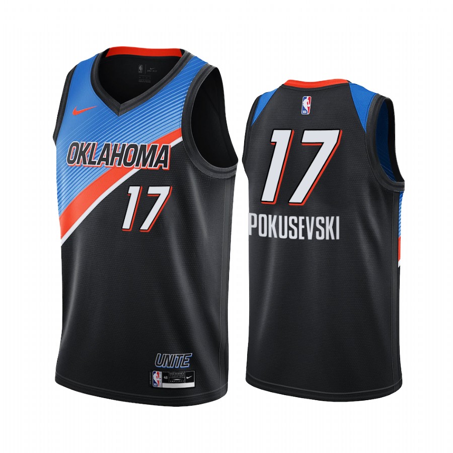 Nike Thunder #17 Aleksej Pokusevski Black NBA Swingman 2020-21 City Edition Jersey Nike Thunder #17 Aleksej Pokusevski Black NBA Swingman 2020-21 City Edition Jersey