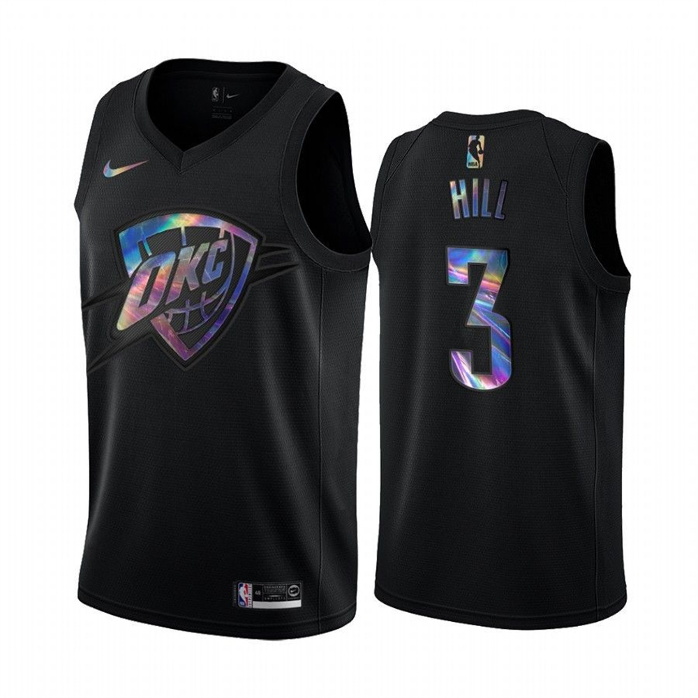 Nike Thunder #3 George Hill Men's Iridescent Holographic Collection NBA Jersey - Black Nike Thunder #3 George Hill Men's Iridescent Holographic Collection NBA Jersey - Black
