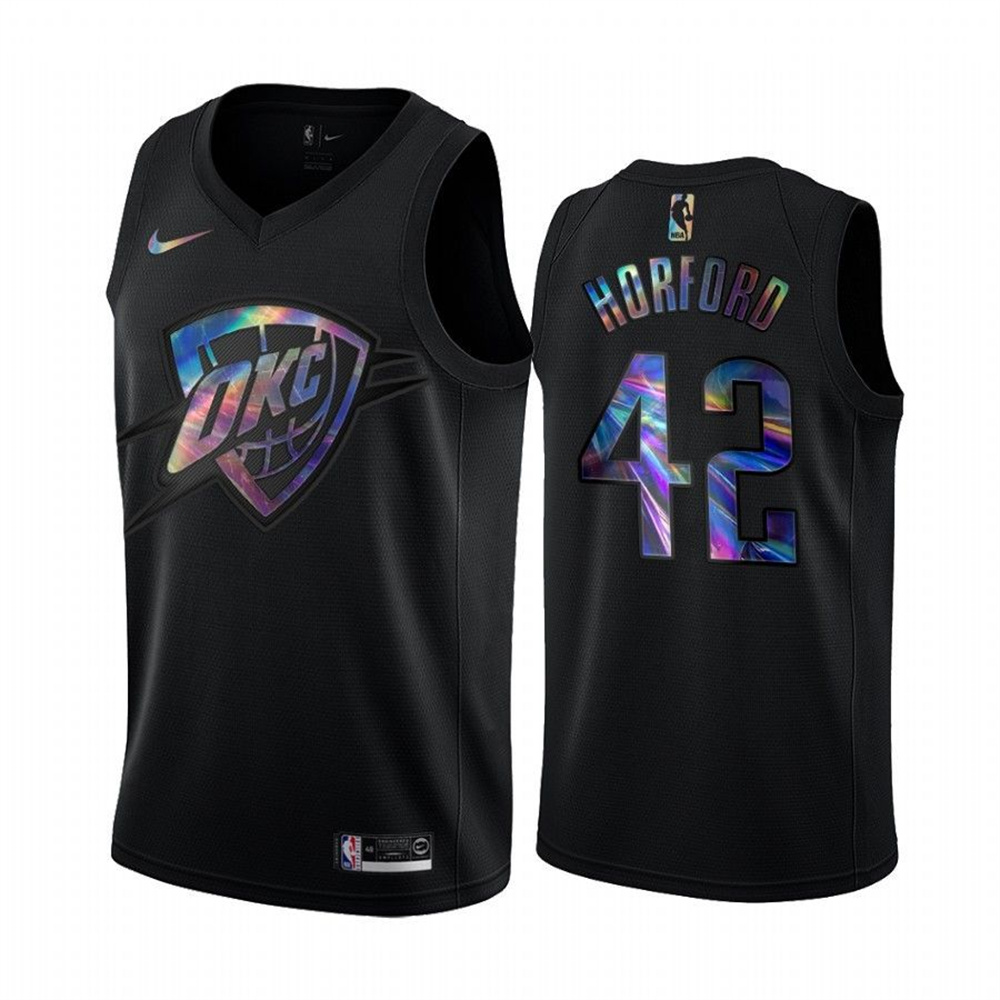 Nike Thunder #42 Al Horford Men's Iridescent Holographic Collection NBA Jersey - Black Nike Thunder #42 Al Horford Men's Iridescent Holographic Collection NBA Jersey - Black