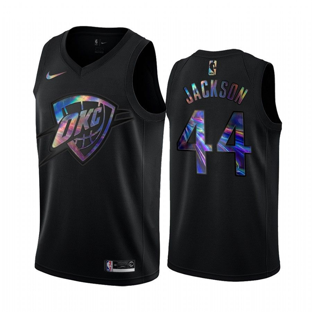 Nike Thunder #44 Justin Jackson Men's Iridescent Holographic Collection NBA Jersey - Black Nike Thunder #44 Justin Jackson Men's Iridescent Holographic Collection NBA Jersey - Black