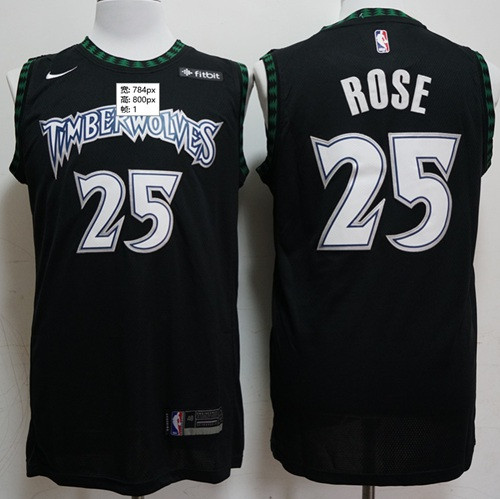 Nike Timberwolves #25 Derrick Rose Black NBA Swingman Hardwood Classics Jersey