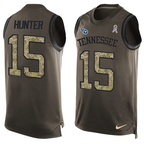 Nike Titans #15 Justin Hunter Green Men's Stitched NFL Limited Salute To Service Tank Top Jersey