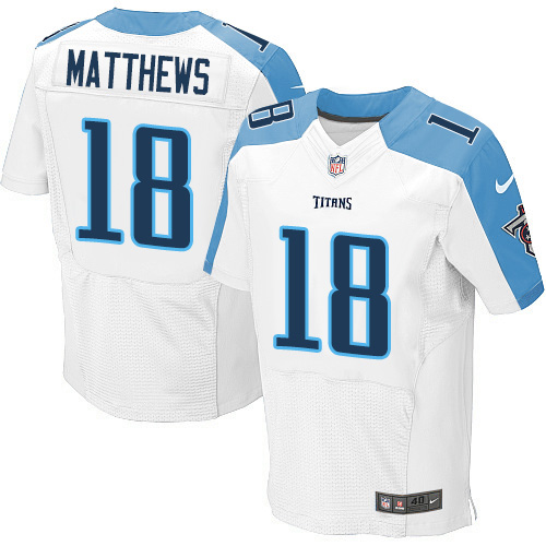 Nike Titans #18 Rishard Matthews White Men's Stitched NFL Elite Jersey Nike Titans #18 Rishard Matthews White Men's Stitched NFL Elite Jersey