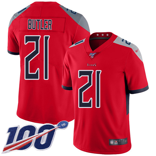 Nike Titans #21 Malcolm Butler Red Men's Stitched Football Limited Inverted Legend 100th Season Jersey Nike Titans #21 Malcolm Butler Red Men's Stitched Football Limited Inverted Legend 100th Season Jersey