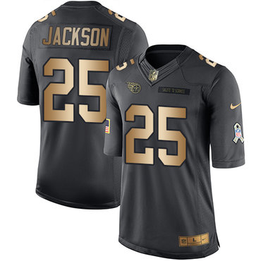 Nike Titans #25 Adoree' Jackson Black Youth Stitched NFL Limited Gold Salute to Service Jersey