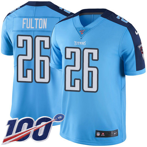 Nike Titans #26 Kristian Fulton Light Blue Men's Stitched NFL Limited Rush 100th Season Jersey Nike Titans #26 Kristian Fulton Light Blue Men's Stitched NFL Limited Rush 100th Season Jersey