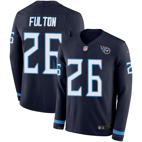 Nike Titans #26 Kristian Fulton Navy Blue Team Color Men's Stitched NFL Limited Therma Long Sleeve Jersey Nike Titans #26 Kristian Fulton Navy Blue Team Color Men's Stitched NFL Limited Therma Long Sleeve Jersey