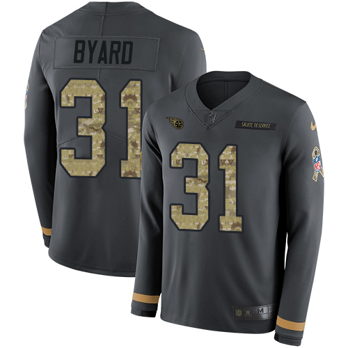 Nike Titans #31 Kevin Byard Anthracite Salute to Service Men's Stitched NFL Limited Therma Long Sleeve Jersey Nike Titans #31 Kevin Byard Anthracite Salute to Service Men's Stitched NFL Limited Therma Long Sleeve Jersey