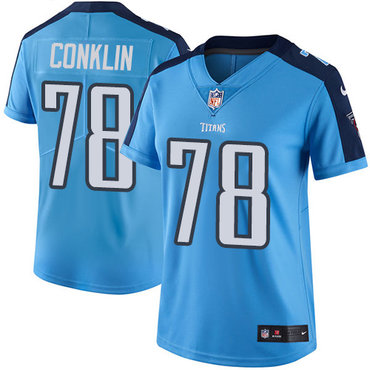 Nike Titans #78 Jack Conklin Light Blue Team Color Women's Stitched NFL Vapor Untouchable Limited Jersey