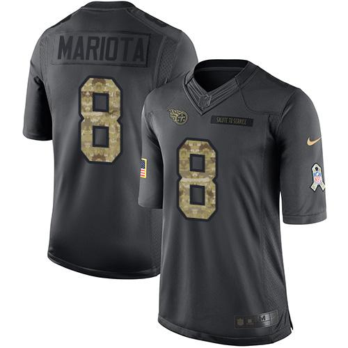 Nike Titans #8 Marcus Mariota Black Men's Stitched NFL Limited 2016 Salute To Service Jersey Nike Titans #8 Marcus Mariota Black Men's Stitched NFL Limited 2016 Salute To Service Jersey
