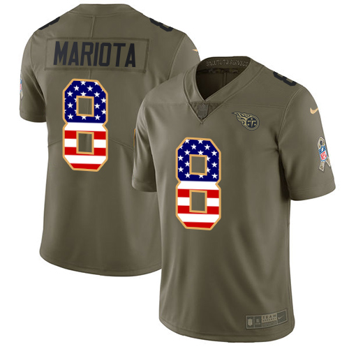 Nike Titans #8 Marcus Mariota Olive USA Flag Men's Stitched NFL Limited 2017 Salute To Service Jersey Nike Titans #8 Marcus Mariota Olive USA Flag Men's Stitched NFL Limited 2017 Salute To Service Jersey