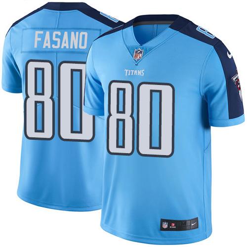 Nike Titans #80 Anthony Fasano Light Blue Men's Stitched NFL Limited Rush Jersey