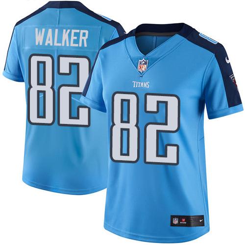 Nike Titans #82 Delanie Walker Light Blue Team Color Women's Stitched NFL Vapor Untouchable Limited Jersey