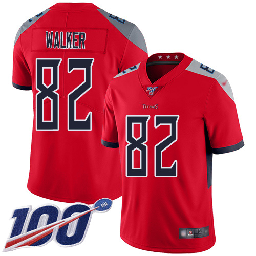 Nike Titans #82 Delanie Walker Red Men's Stitched Football Limited Inverted Legend 100th Season Jersey Nike Titans #82 Delanie Walker Red Men's Stitched Football Limited Inverted Legend 100th Season Jersey