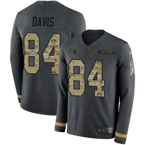 Nike Titans #84 Corey Davis Anthracite Salute to Service Men's Stitched NFL Limited Therma Long Sleeve Jersey Nike Titans #84 Corey Davis Anthracite Salute to Service Men's Stitched NFL Limited Therma Long Sleeve Jersey