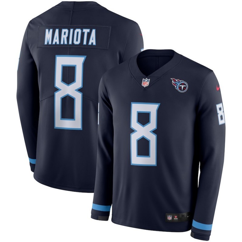 Nike Titans 8 Marcus Mariota Navy Therma Long Sleeve Jersey Nike Titans 8 Marcus Mariota Navy Therma Long Sleeve Jersey