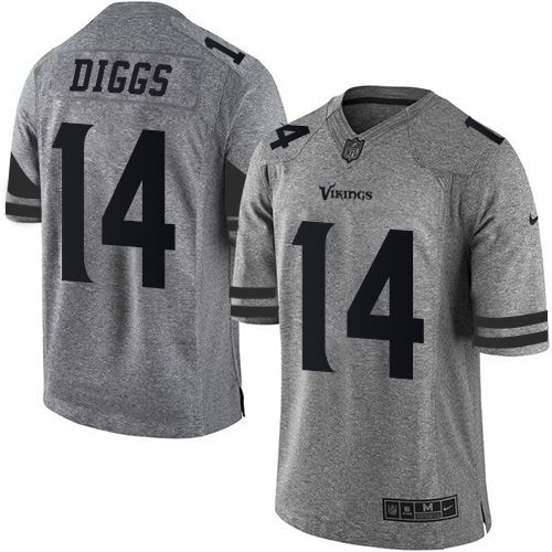 Nike Vikings #14 Stefon Diggs Gray Men's Stitched NFL Limited Gridiron Gray Jersey Nike Vikings #14 Stefon Diggs Gray Men's Stitched NFL Limited Gridiron Gray Jersey