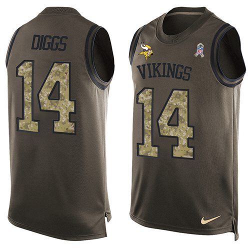 Nike Vikings #14 Stefon Diggs Green Men's Stitched NFL Limited Salute To Service Tank Top Jersey Nike Vikings #14 Stefon Diggs Green Men's Stitched NFL Limited Salute To Service Tank Top Jersey