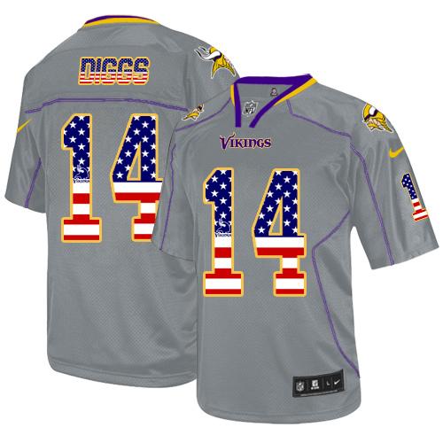 Nike Vikings #14 Stefon Diggs Grey Men's Stitched NFL Elite USA Flag Fashion Jersey Nike Vikings #14 Stefon Diggs Grey Men's Stitched NFL Elite USA Flag Fashion Jersey