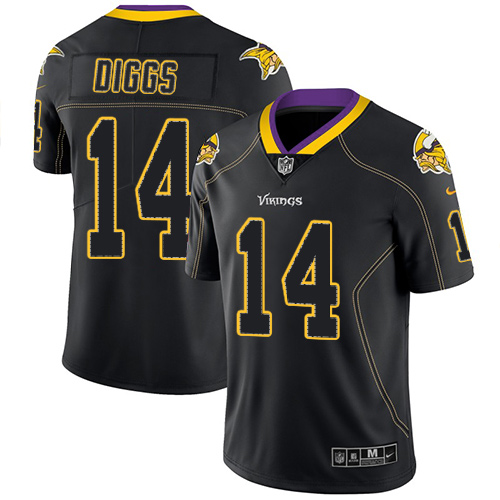 Nike Vikings #14 Stefon Diggs Lights Out Black Men's Stitched NFL Limited Rush Jersey Nike Vikings #14 Stefon Diggs Lights Out Black Men's Stitched NFL Limited Rush Jersey