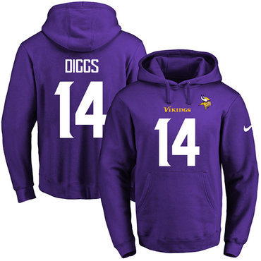 Nike Vikings #14 Stefon Diggs Purple Name & Number Pullover NFL Hoodie Nike Vikings #14 Stefon Diggs Purple Name & Number Pullover NFL Hoodie