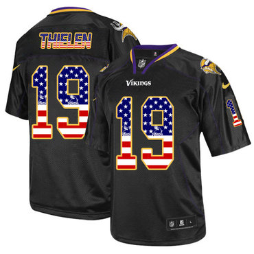 Nike Vikings #19 Adam Thielen Black Men's Stitched NFL Elite USA Flag Fashion Jersey Nike Vikings #19 Adam Thielen Black Men's Stitched NFL Elite USA Flag Fashion Jersey