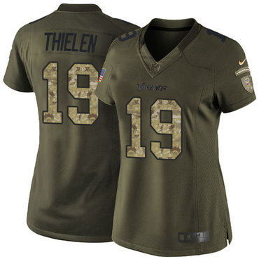 Nike Vikings #19 Adam Thielen Green Women's Stitched NFL Limited 2015 Salute to Service Jersey Nike Vikings #19 Adam Thielen Green Women's Stitched NFL Limited 2015 Salute to Service Jersey