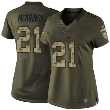 Nike Vikings #21 Jerick McKinnon Green Women's Stitched NFL Limited 2015 Salute to Service Jersey Nike Vikings #21 Jerick McKinnon Green Women's Stitched NFL Limited 2015 Salute to Service Jersey