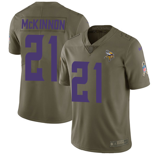 Nike Vikings #21 Jerick McKinnon Olive Youth Stitched NFL Limited 2017 Salute to Service Jersey