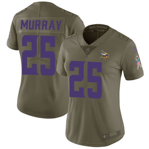 Nike Vikings #25 Latavius Murray Olive Women's Stitched NFL Limited 2017 Salute to Service Jersey