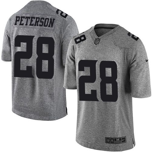 Nike Vikings #28 Adrian Peterson Gray Men's Stitched NFL Limited Gridiron Gray Jersey Nike Vikings #28 Adrian Peterson Gray Men's Stitched NFL Limited Gridiron Gray Jersey