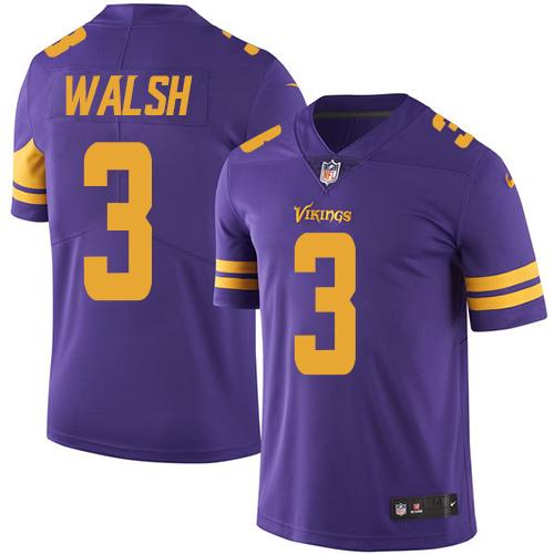 Nike Vikings #3 Blair Walsh Purple Men's Stitched NFL Limited Rush Jersey Nike Vikings #3 Blair Walsh Purple Men's Stitched NFL Limited Rush Jersey