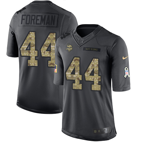 Nike Vikings #44 Chuck Foreman Black Men's Stitched NFL Limited 2016 Salute To Service Jersey Nike Vikings #44 Chuck Foreman Black Men's Stitched NFL Limited 2016 Salute To Service Jersey