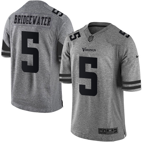 Nike Vikings #5 Teddy Bridgewater Gray Men's Stitched NFL Limited Gridiron Gray Jersey Nike Vikings #5 Teddy Bridgewater Gray Men's Stitched NFL Limited Gridiron Gray Jersey