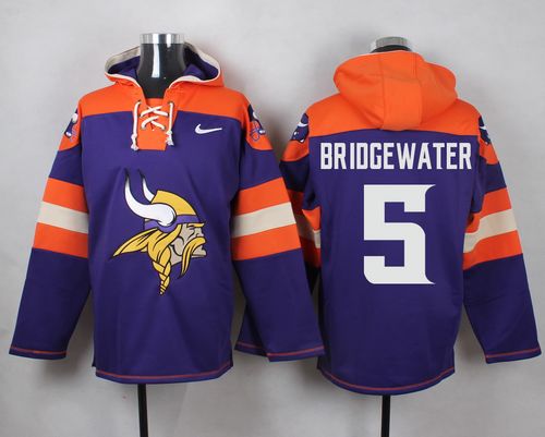 Nike Vikings #5 Teddy Bridgewater Purple Player Pullover NFL Hoodie Nike Vikings #5 Teddy Bridgewater Purple Player Pullover NFL Hoodie