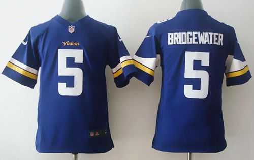 Nike Vikings #5 Teddy Bridgewater Purple Team Color Youth Stitched NFL Elite Jersey