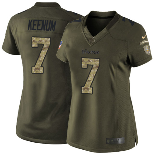 Nike Vikings #7 Case Keenum Green Women's Stitched NFL Limited 2015 Salute to Service Jersey Nike Vikings #7 Case Keenum Green Women's Stitched NFL Limited 2015 Salute to Service Jersey