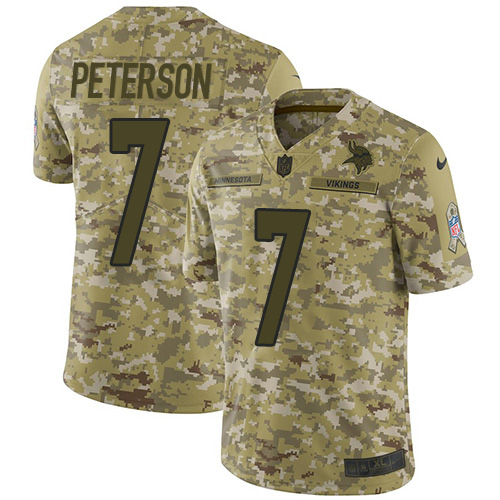 Nike Vikings #7 Patrick Peterson Camo Men's Stitched NFL Limited 2018 Salute To Service Jersey Nike Vikings #7 Patrick Peterson Camo Men's Stitched NFL Limited 2018 Salute To Service Jersey
