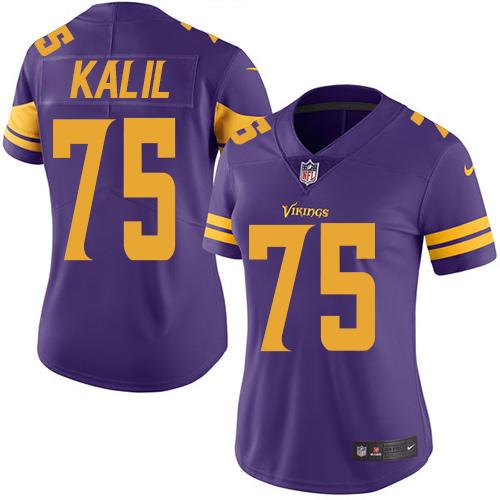 Nike Vikings #75 Matt Kalil Purple Women's Stitched NFL Limited Rush Jersey