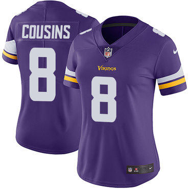 Nike Vikings #8 Kirk Cousins Purple Team Color Women's Stitched NFL Vapor Untouchable Limited Jersey Nike Vikings #8 Kirk Cousins Purple Team Color Women's Stitched NFL Vapor Untouchable Limited Jersey