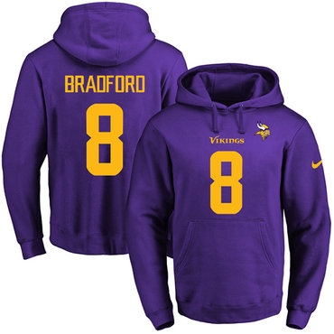 Nike Vikings #8 Sam Bradford Purple(Gold No.) Name & Number Pullover NFL Hoodie Nike Vikings #8 Sam Bradford Purple(Gold No.) Name & Number Pullover NFL Hoodie