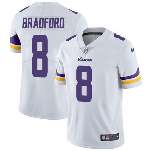 Nike Vikings #8 Sam Bradford White Men's Stitched NFL Vapor Untouchable Limited Jersey Nike Vikings #8 Sam Bradford White Men's Stitched NFL Vapor Untouchable Limited Jersey