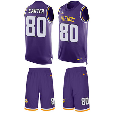 Nike Vikings #80 Cris Carter Purple Team Color Men's Stitched NFL Limited Tank Top Suit Jersey Nike Vikings #80 Cris Carter Purple Team Color Men's Stitched NFL Limited Tank Top Suit Jersey