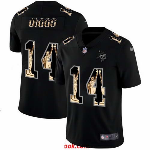 Nike Vikings 14 Stefon Diggs Black Statue Of Liberty Limited Jersey