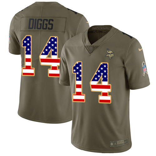 Nike Vikings 14 Stefon Diggs Olive USA Flag Salute To Service Limited Jersey Nike Vikings 14 Stefon Diggs Olive USA Flag Salute To Service Limited Jersey