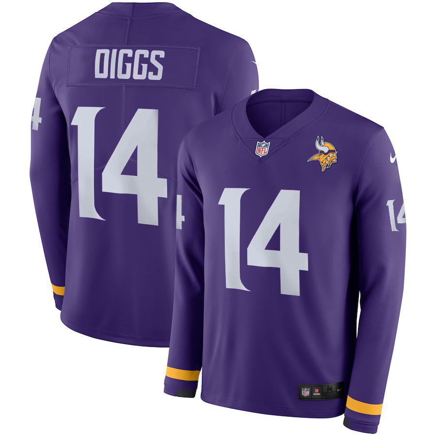 Nike Vikings 14 Stefon Diggs Purple Therma Long Sleeve Jersey Nike Vikings 14 Stefon Diggs Purple Therma Long Sleeve Jersey
