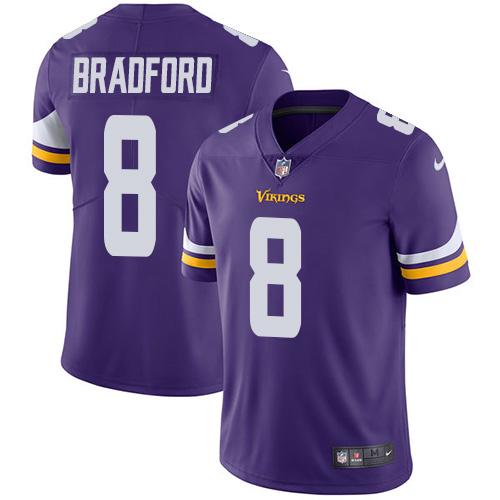 Nike Vikings 8 Sam Bradford Purple Vapor Untouchable Player Limited Jersey Nike Vikings 8 Sam Bradford Purple Vapor Untouchable Player Limited Jersey